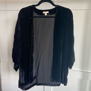 Black velvet-like cardigan